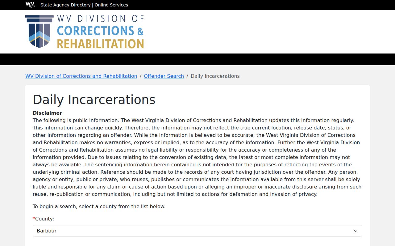 Lewis County booking records DCR daily incarcerations official page